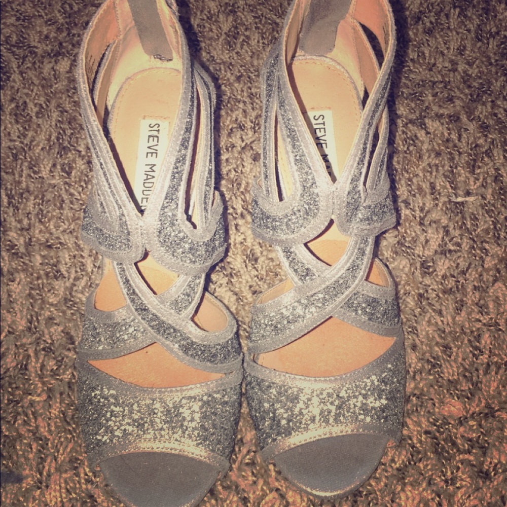 Steven Madden Silver Open Toe Heels